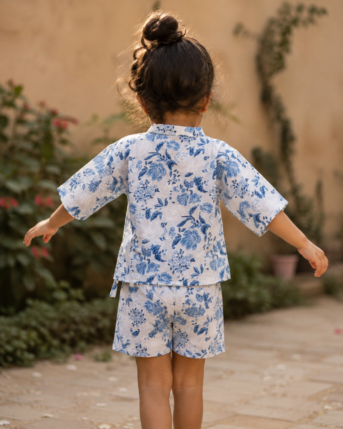 Cotton Kimono Set — Blue Floral