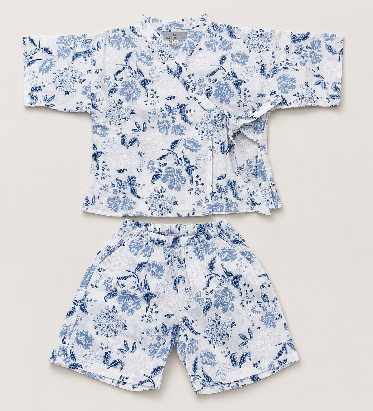 Cotton Kimono Set — Blue Floral