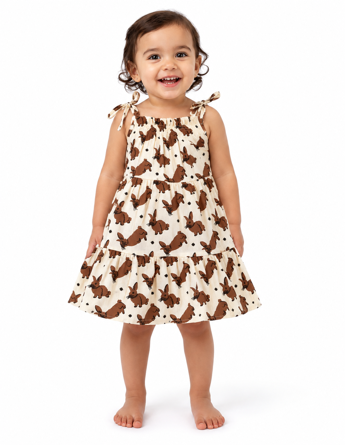 Tiered Cotton Frock — Woodland Bunny