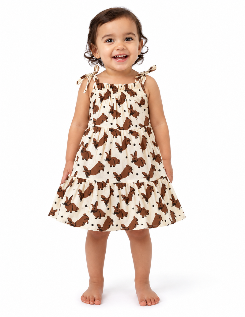 Tiered Cotton Frock — Woodland Bunny
