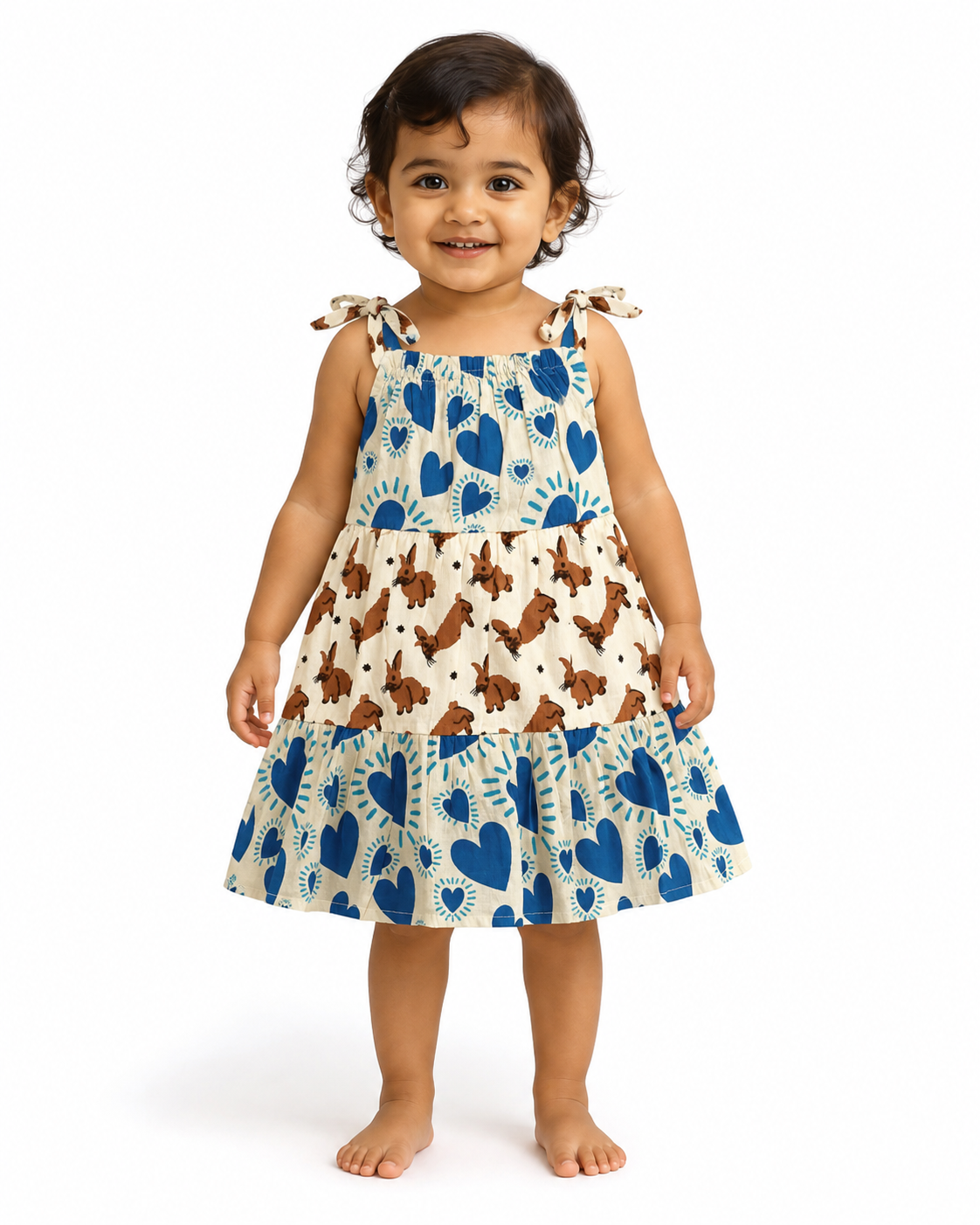 Tiered Cotton Frock — Heart & Bunny