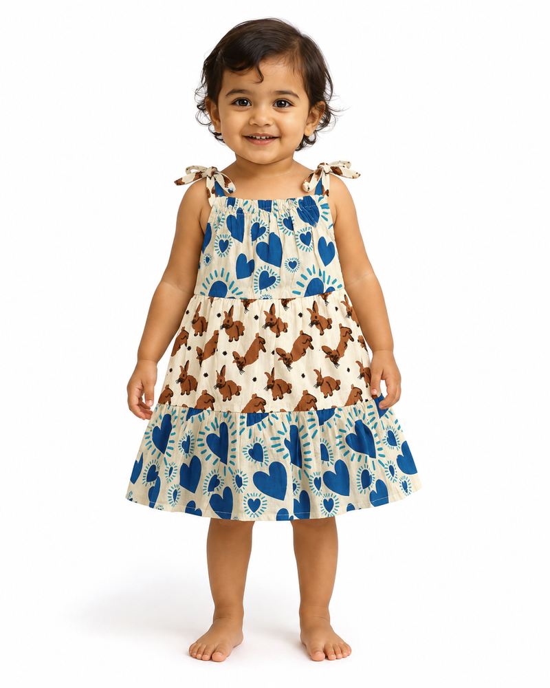 Tiered Cotton Frock — Heart & Bunny