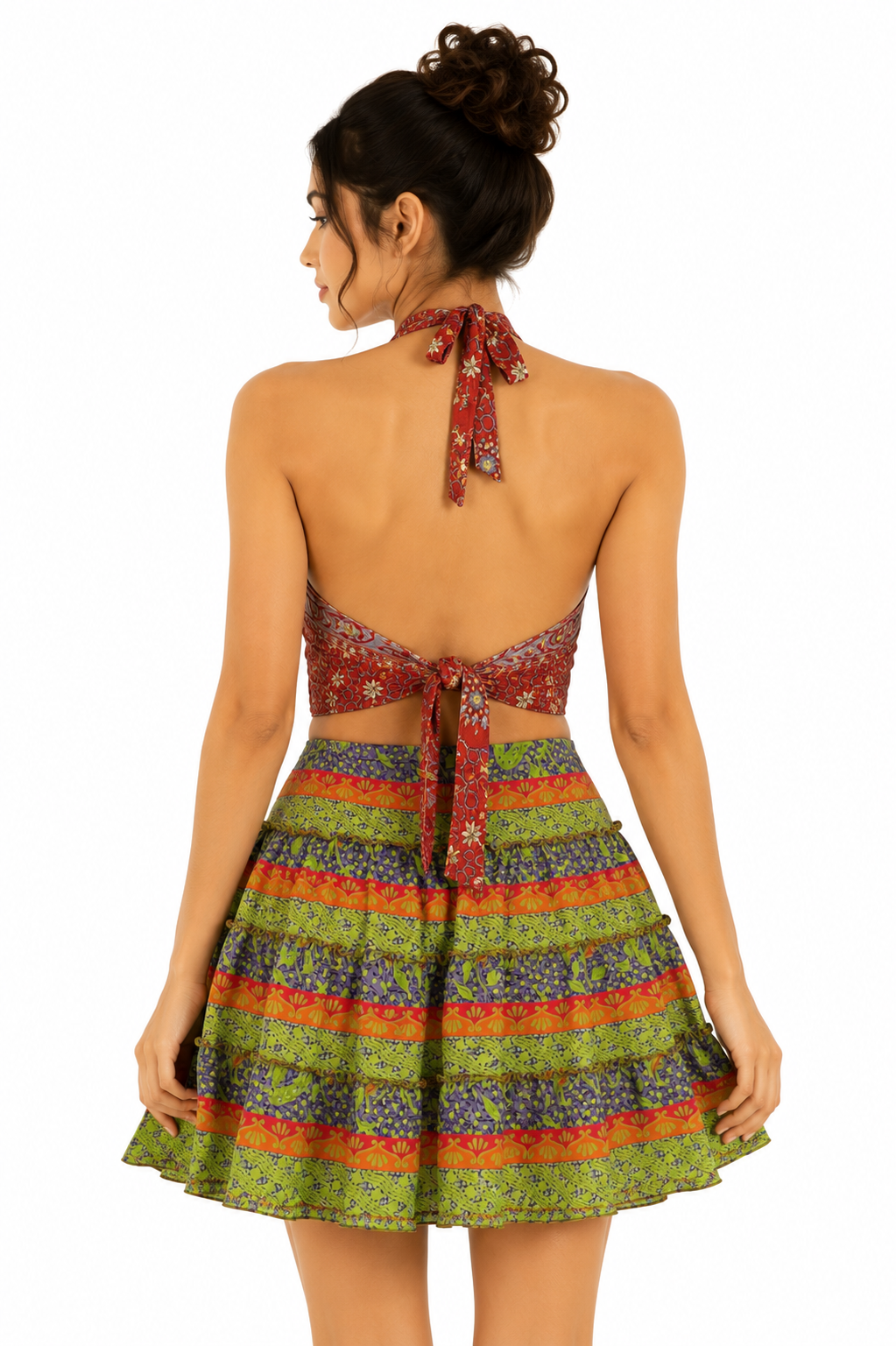 Crimson Boho Satin Halter Top