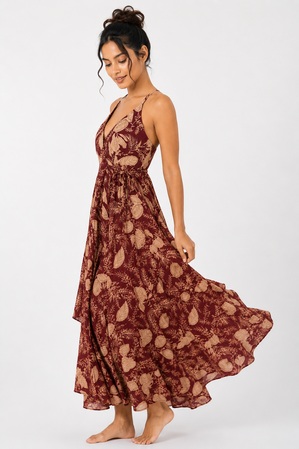Rust Bloom Wrap Maxi Dress
