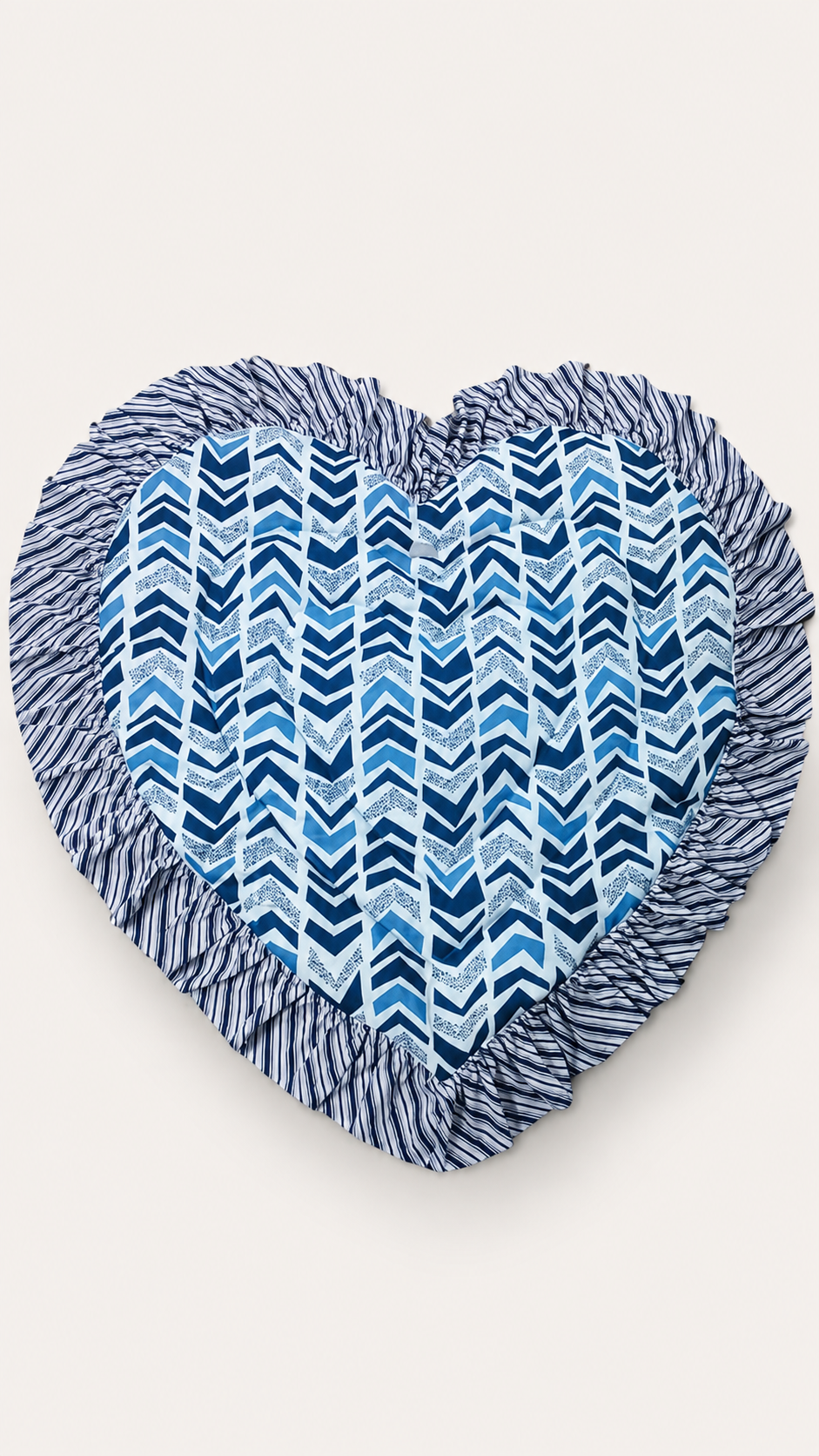 Heart Quilted Baby Mat — Indigo Chevron