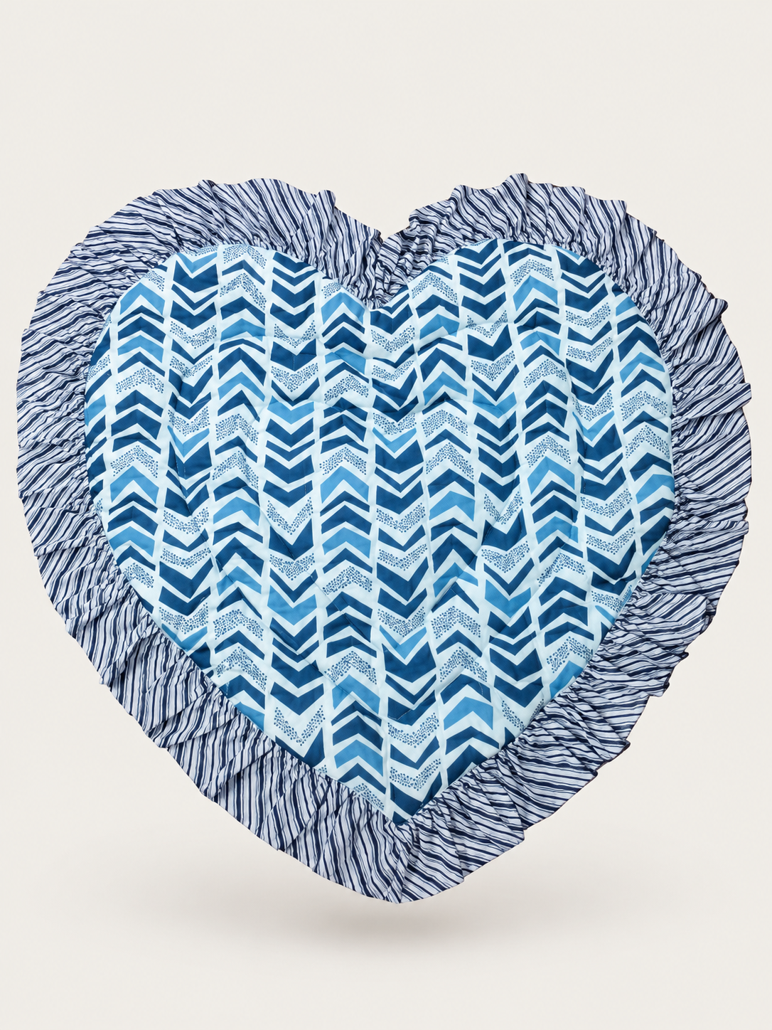 Heart Quilted Baby Mat — Indigo Chevron