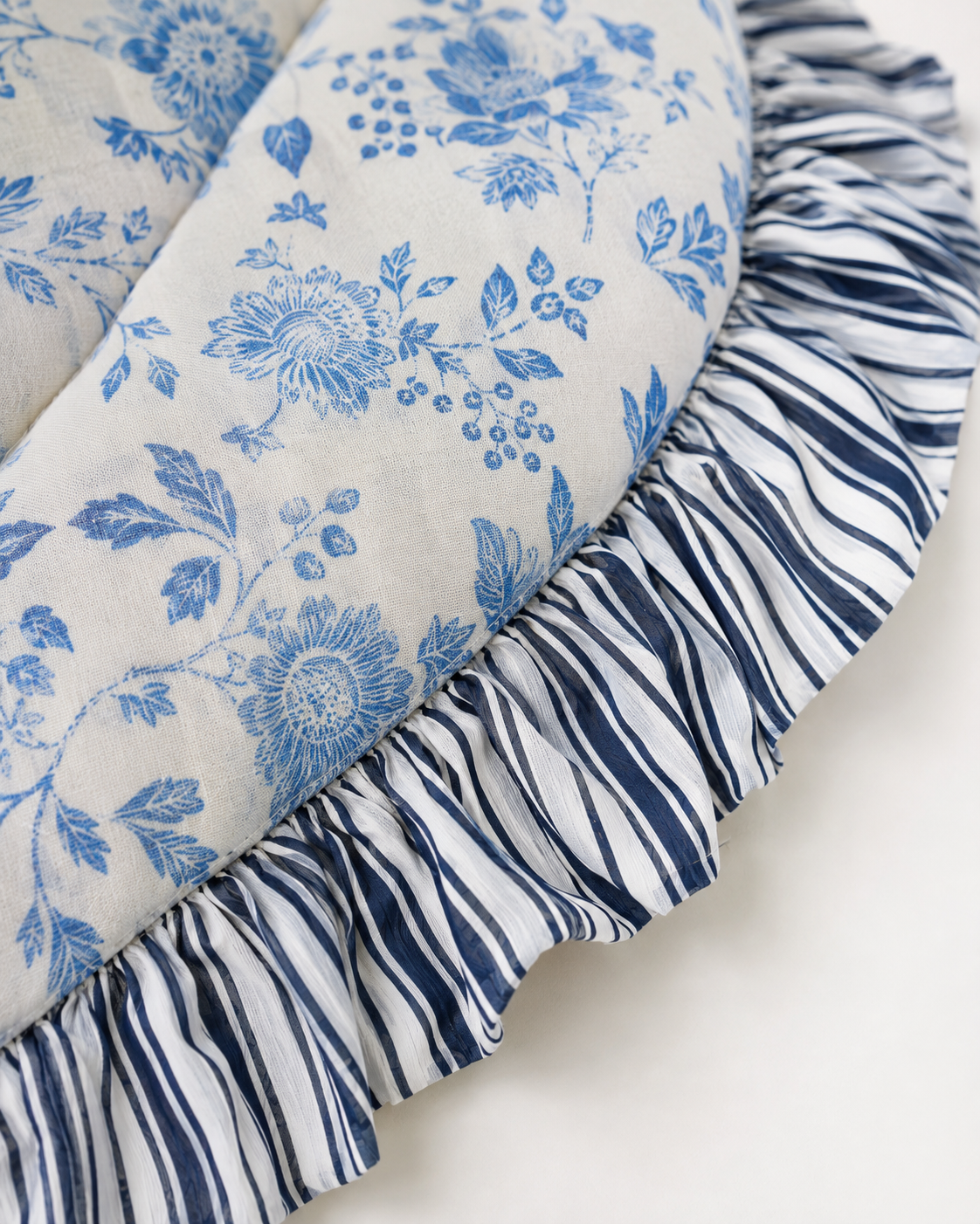 Heart Quilted Baby Mat — Blue Floral