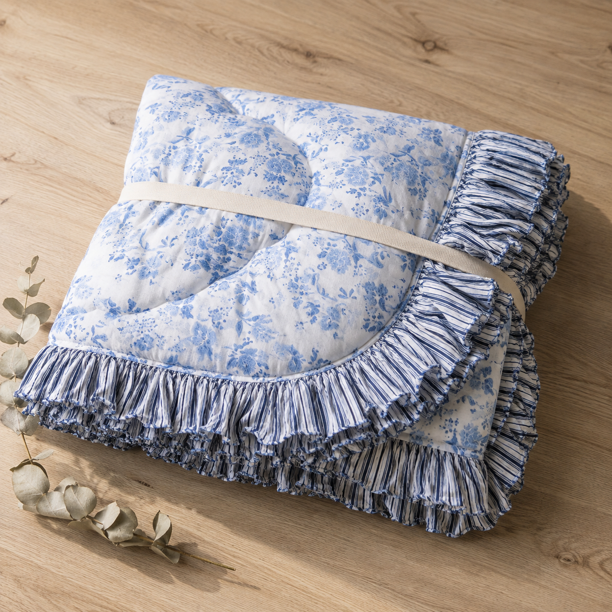 Heart Quilted Baby Mat — Blue Floral