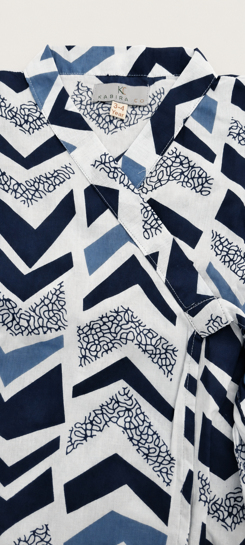 Cotton Kimono Set — Indigo Chevron