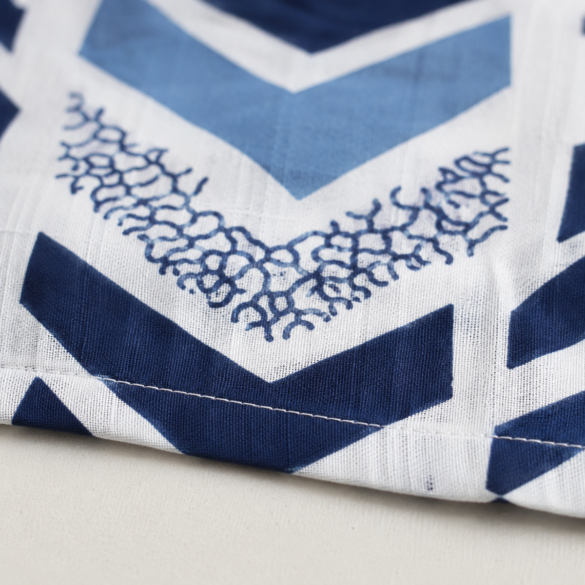 Cotton Kimono Set — Indigo Chevron