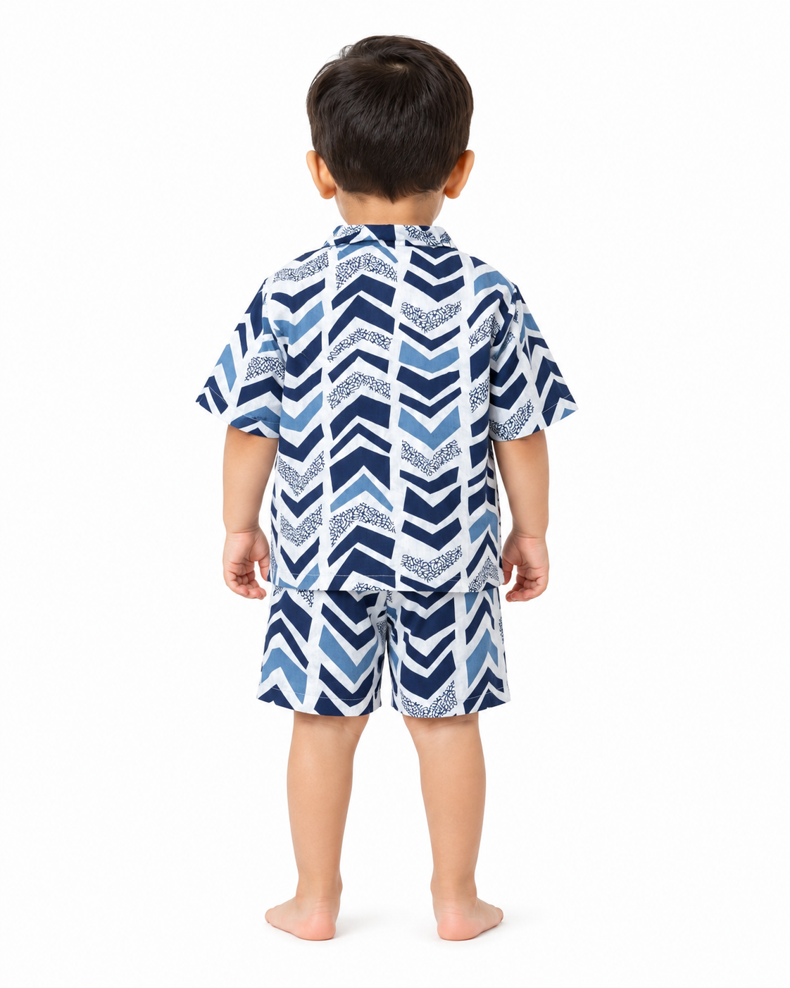 Cotton Kimono Set — Indigo Chevron