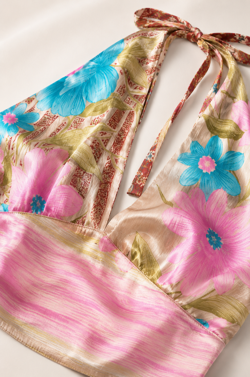 Blossom Satin Silk Halter Top