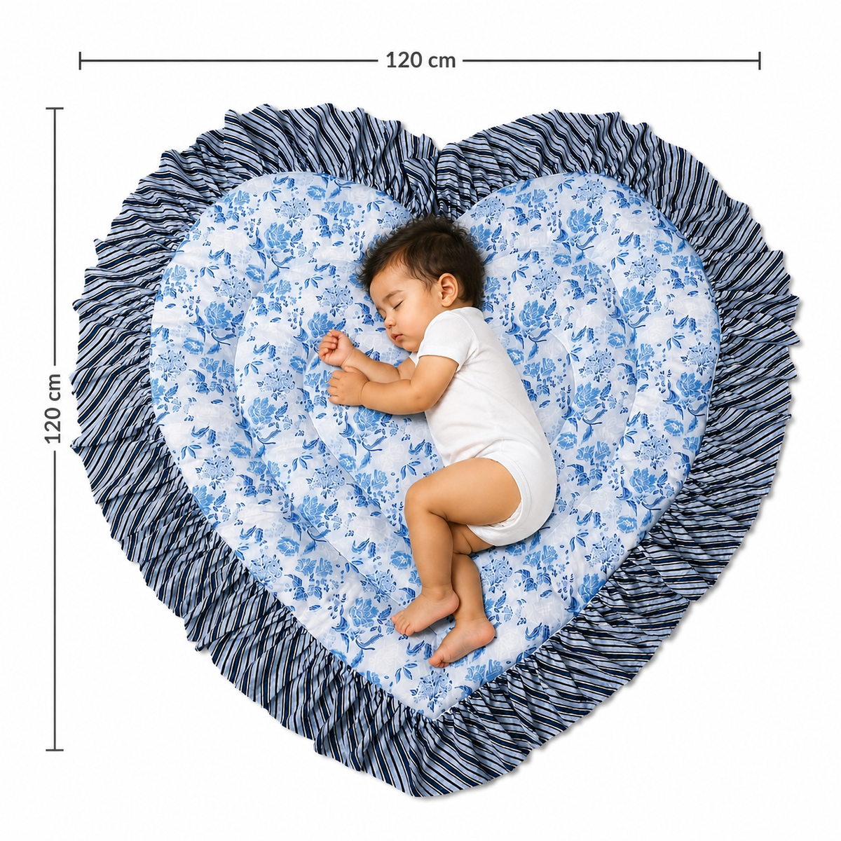 Heart Quilted Baby Mat — Blue Floral