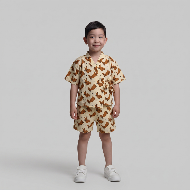 Cotton Kimono Set — Woodland Bunny