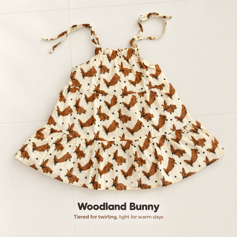 Tiered Cotton Frock — Woodland Bunny