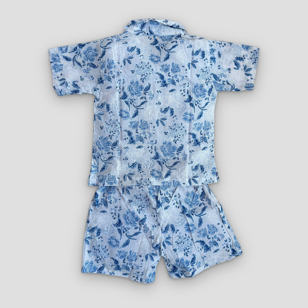 Cotton Co-Ord Set in Blue Floral, real photo