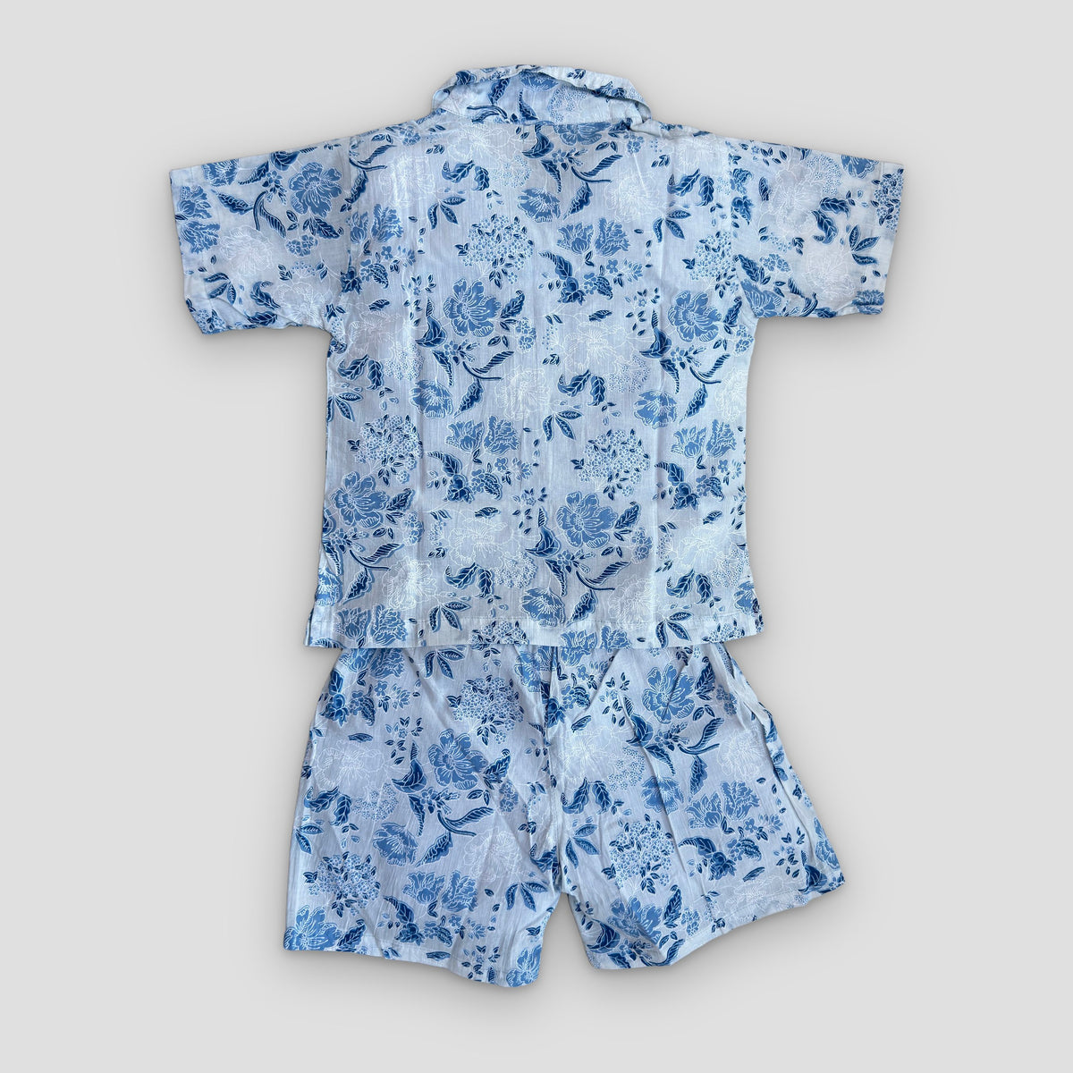 Cotton Co-Ord Set in Blue Floral, real photo