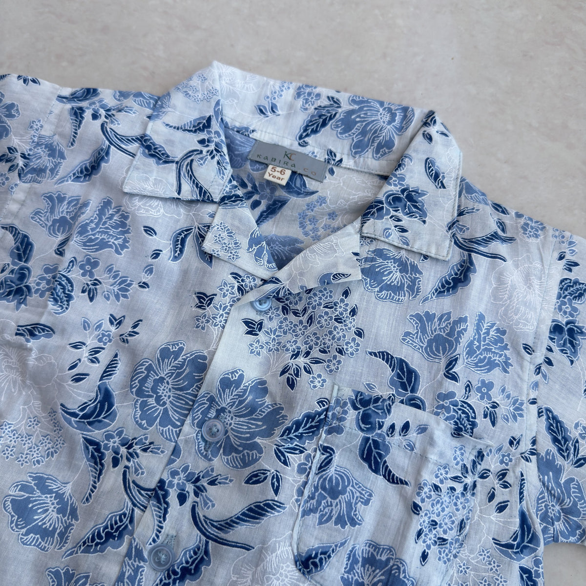 Cotton Co-Ord Set in Blue Floral, real photo