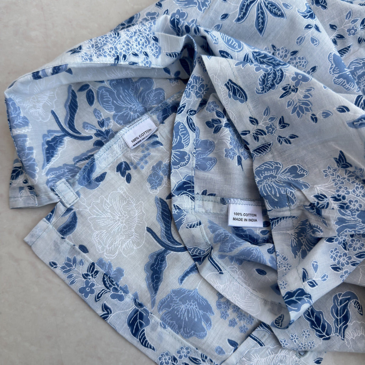 Cotton Co-Ord Set in Blue Floral, real photo