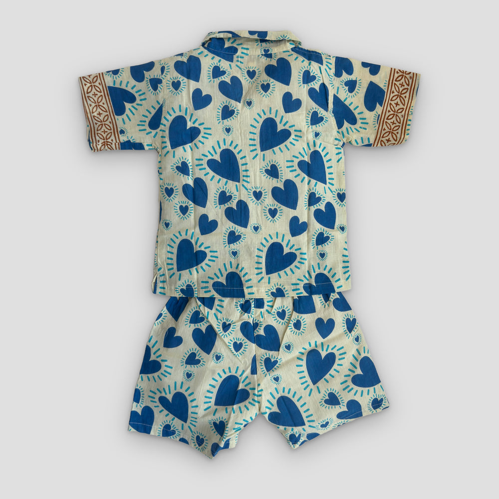 Cotton Co-Ord Set in Blue Heart, real photo