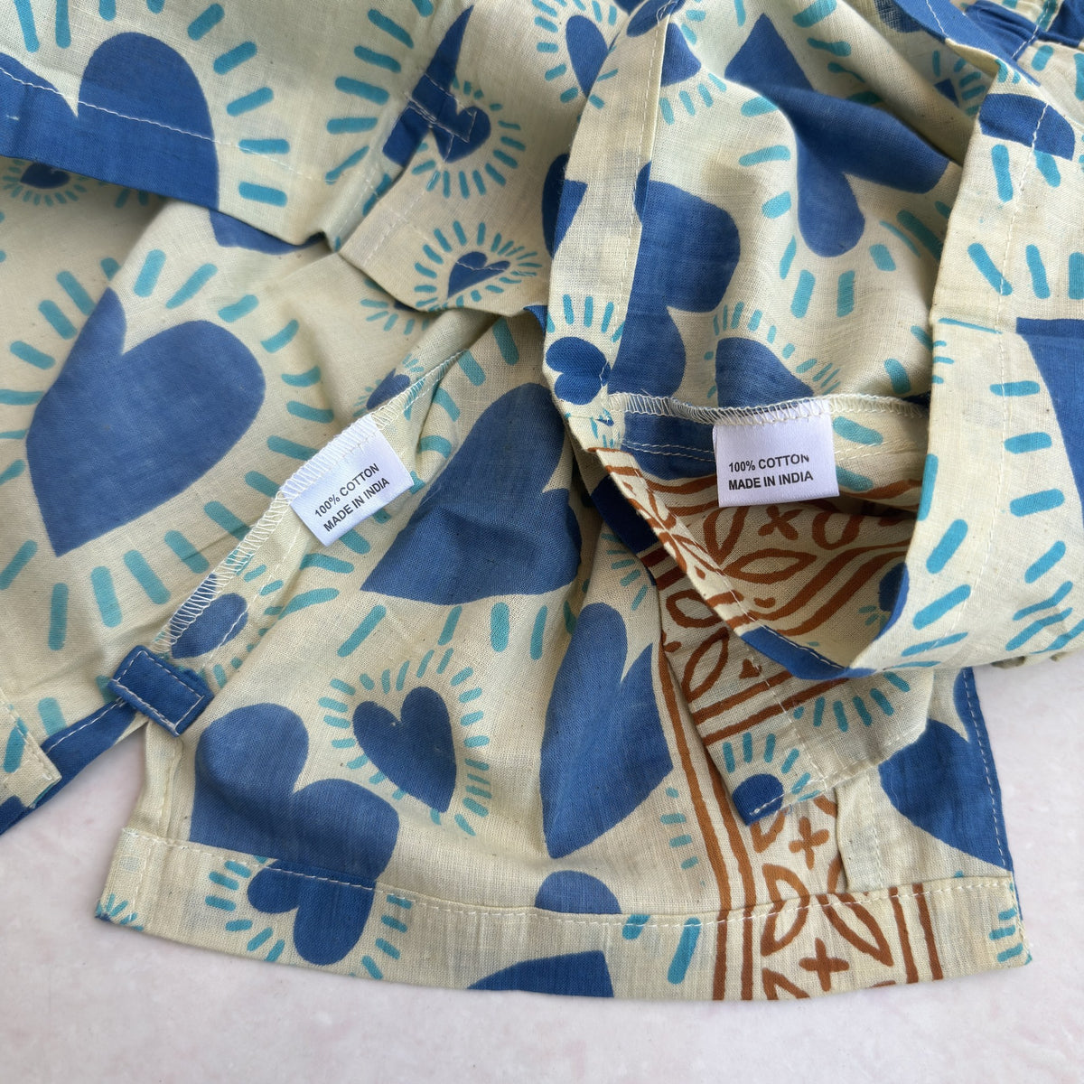 Cotton Co-Ord Set in Blue Heart, real photo