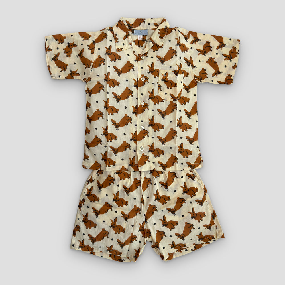 Cotton Co-Ord Set in Bunny Print, real photo