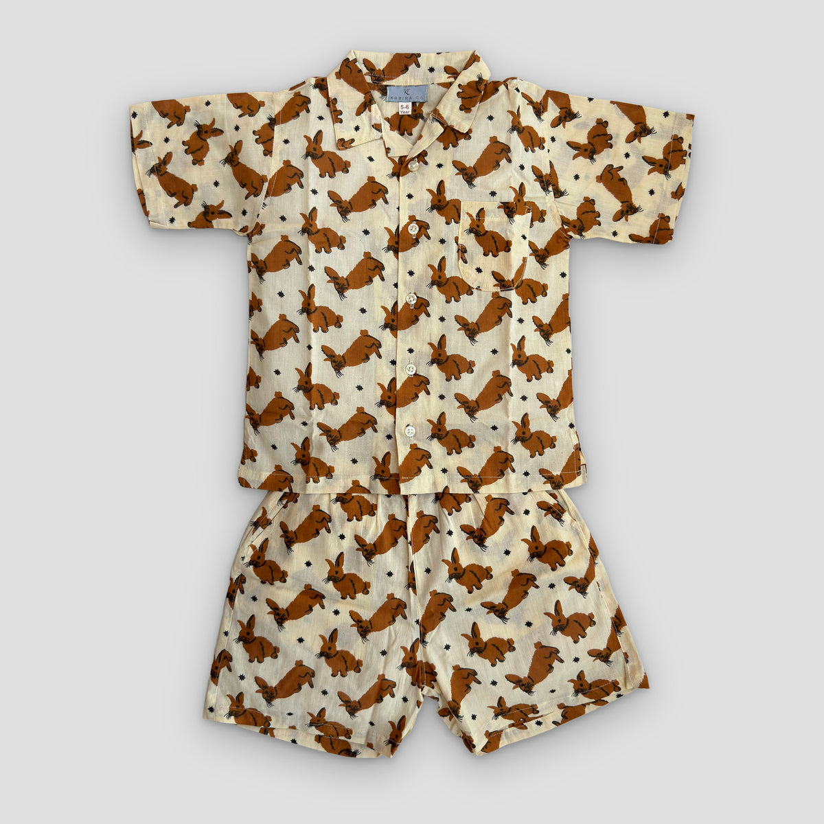Cotton Co-Ord Set in Bunny Print, real photo
