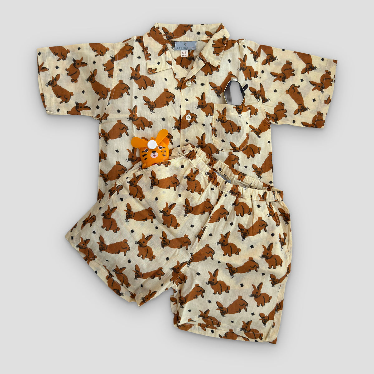 Cotton Co-Ord Set in Bunny Print, real photo