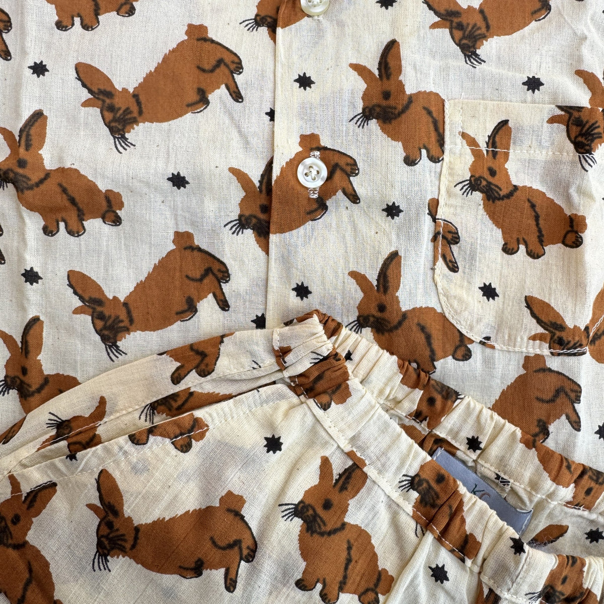 Cotton Co-Ord Set in Bunny Print, real photo