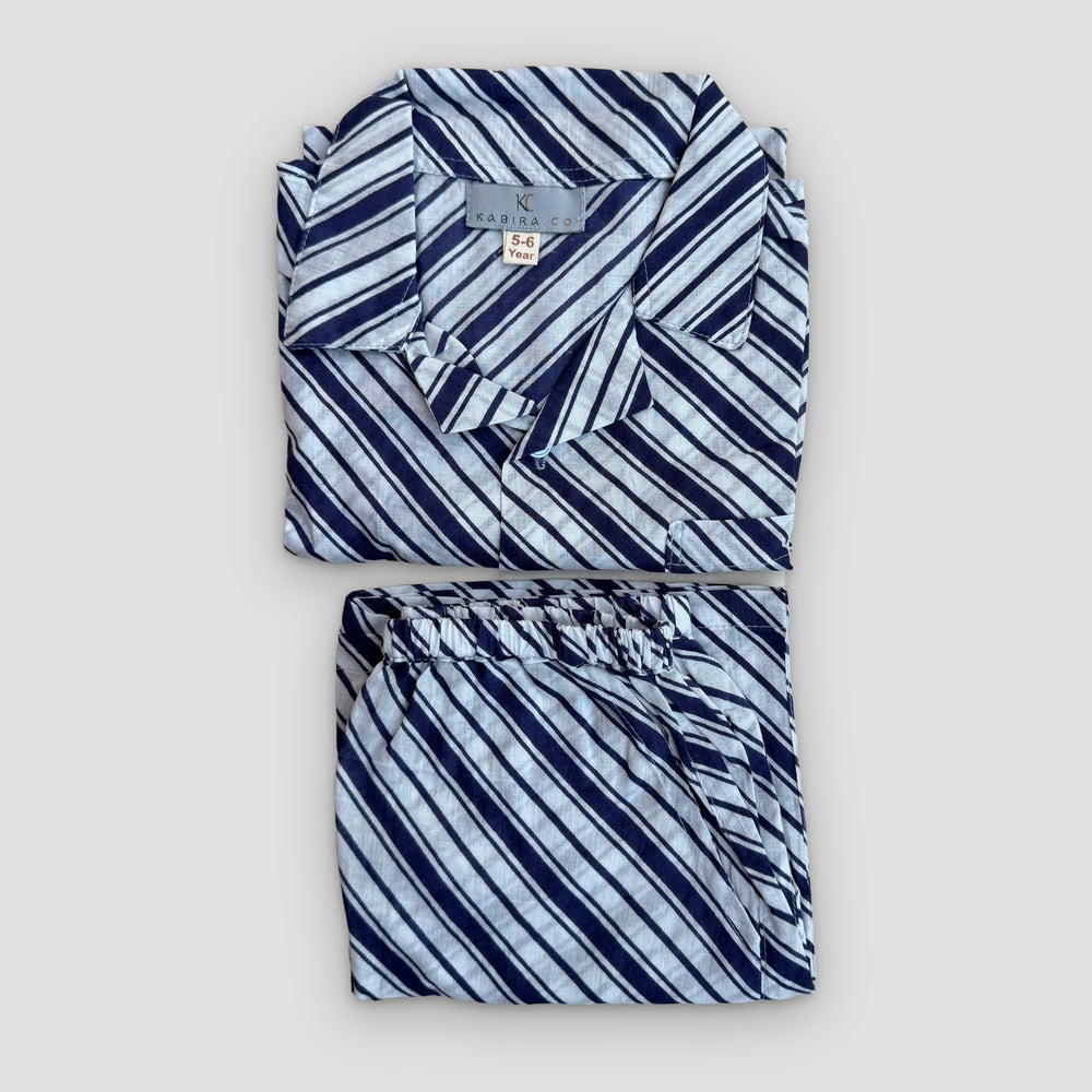 Cotton Co-Ord Set in Classic Stripe, real photo