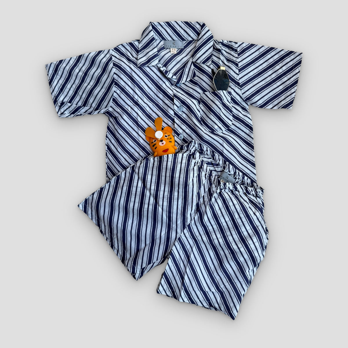 Cotton Co-Ord Set in Classic Stripe, real photo