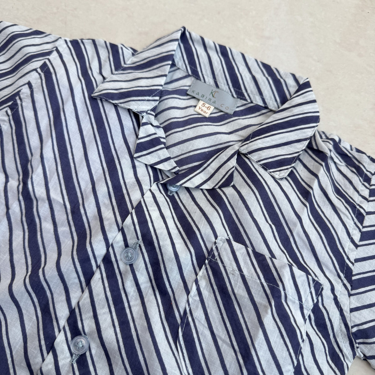 Cotton Co-Ord Set in Classic Stripe, real photo