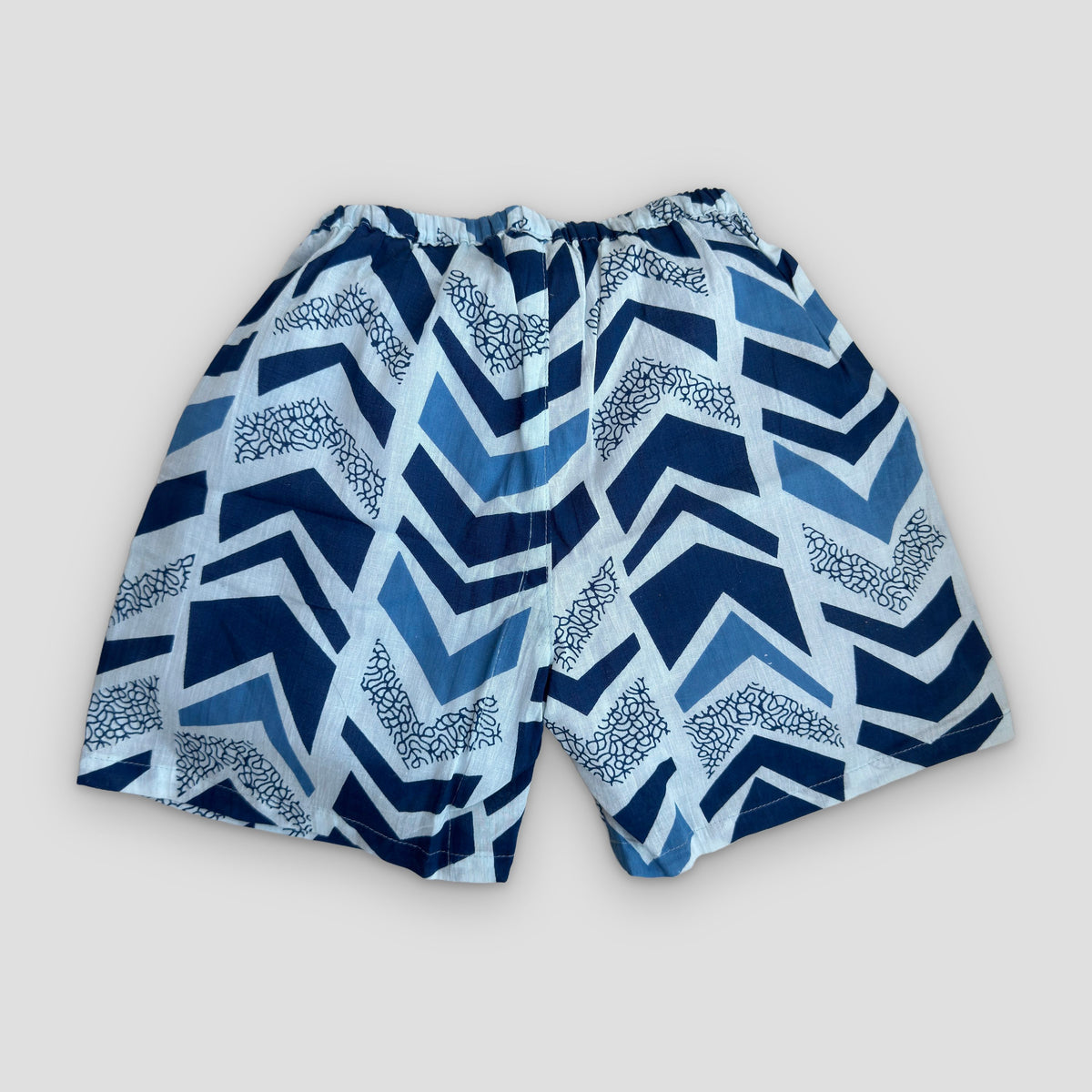 Cotton Co-Ord Set in Indigo Chevron, real photo