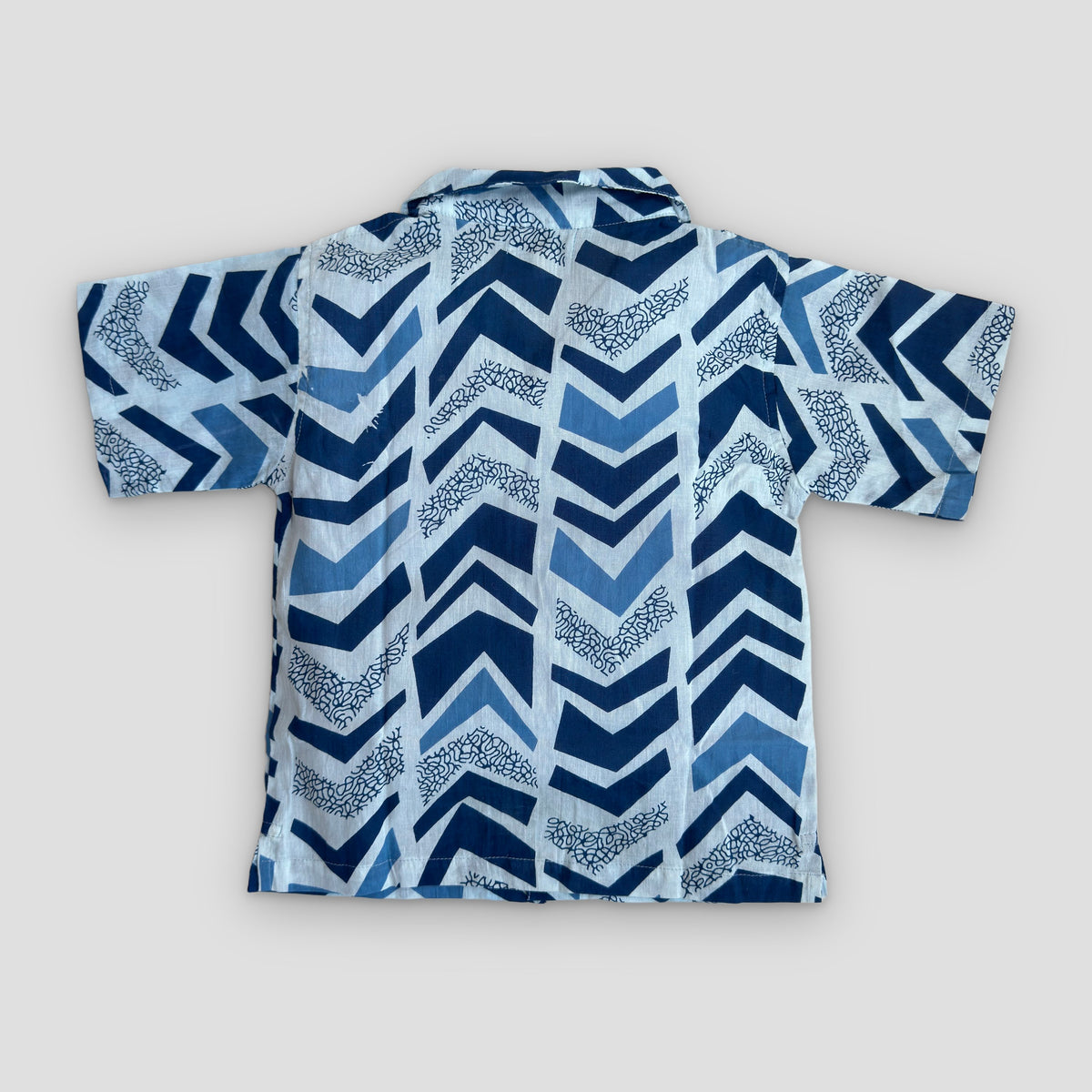 Cotton Co-Ord Set in Indigo Chevron, real photo