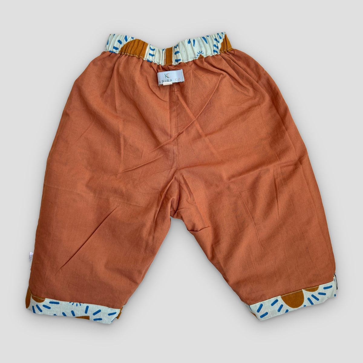 Double-layer Cotton Pant, rust with heart print, real photo: rust side with label