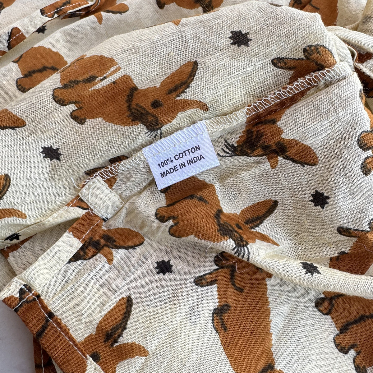 Cotton Kimono Set in Woodland Bunny, real photo