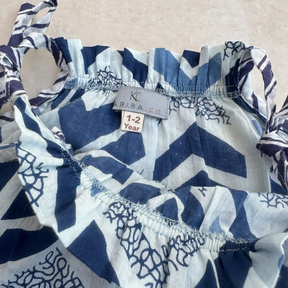Tiered Cotton Frock in Chevron & Floral, real photo