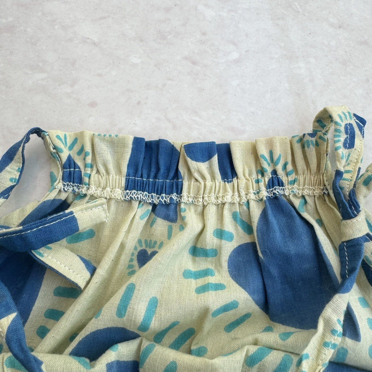 Tiered Cotton Frock in Blue Heart, real photo