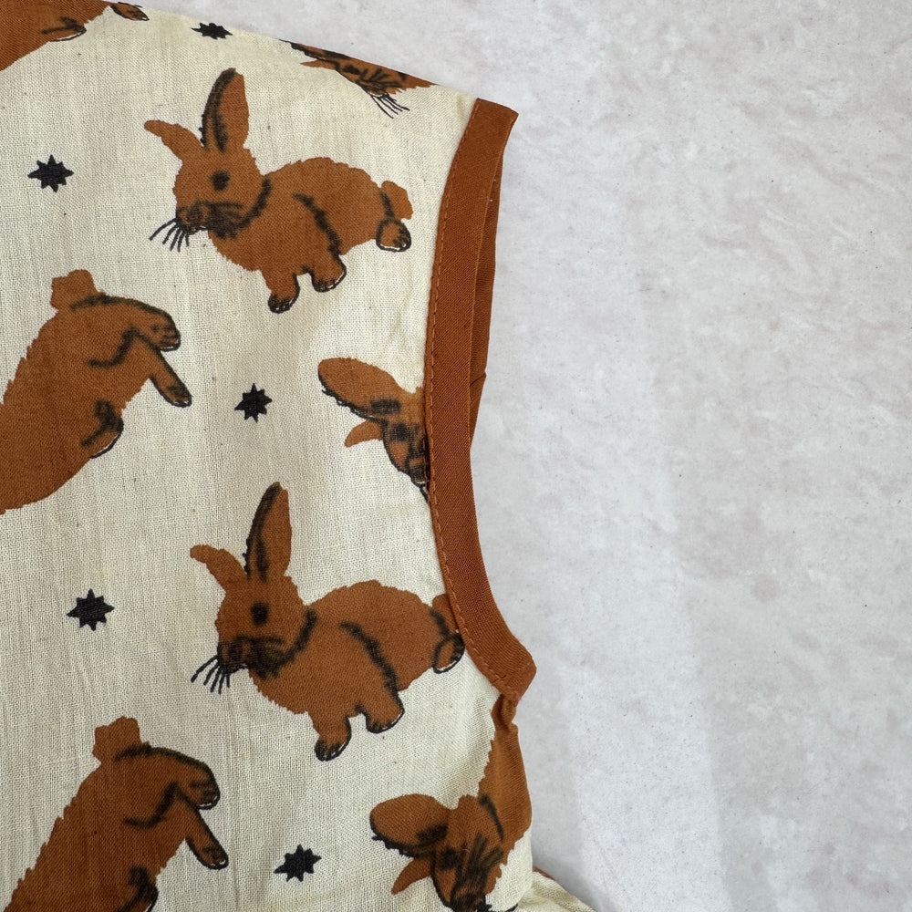 Cotton Twirl Dress in Woodland Bunny, real photo