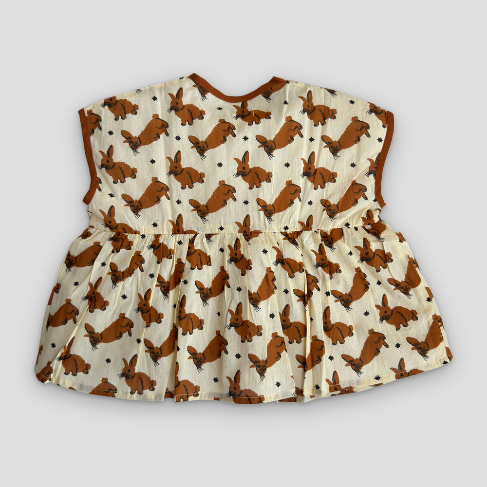 Cotton Twirl Dress in Woodland Bunny, real photo