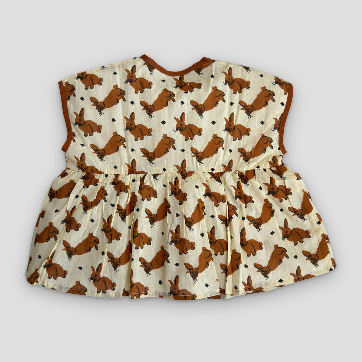 Cotton Twirl Dress in Woodland Bunny, real photo