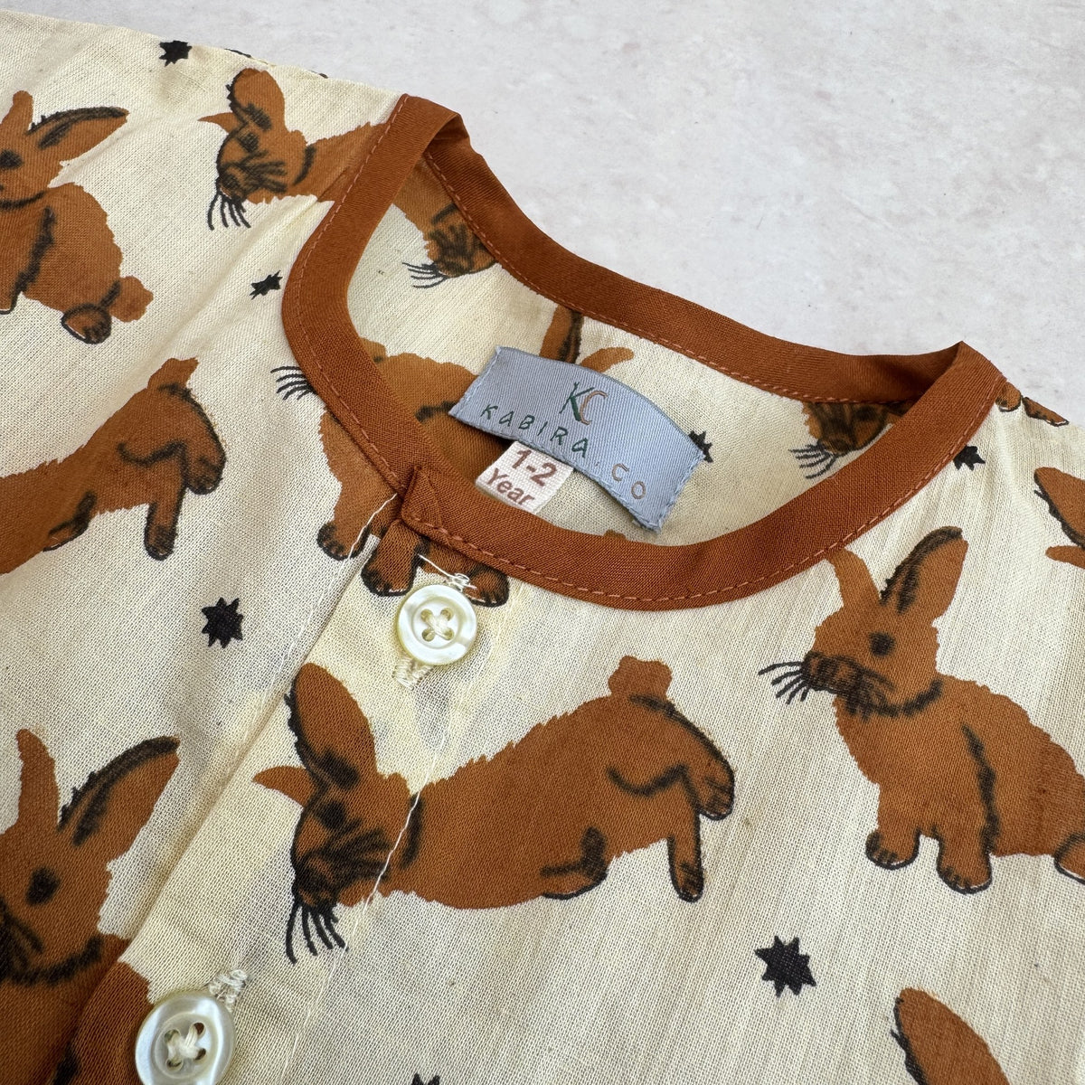 Cotton Twirl Dress in Woodland Bunny, real photo