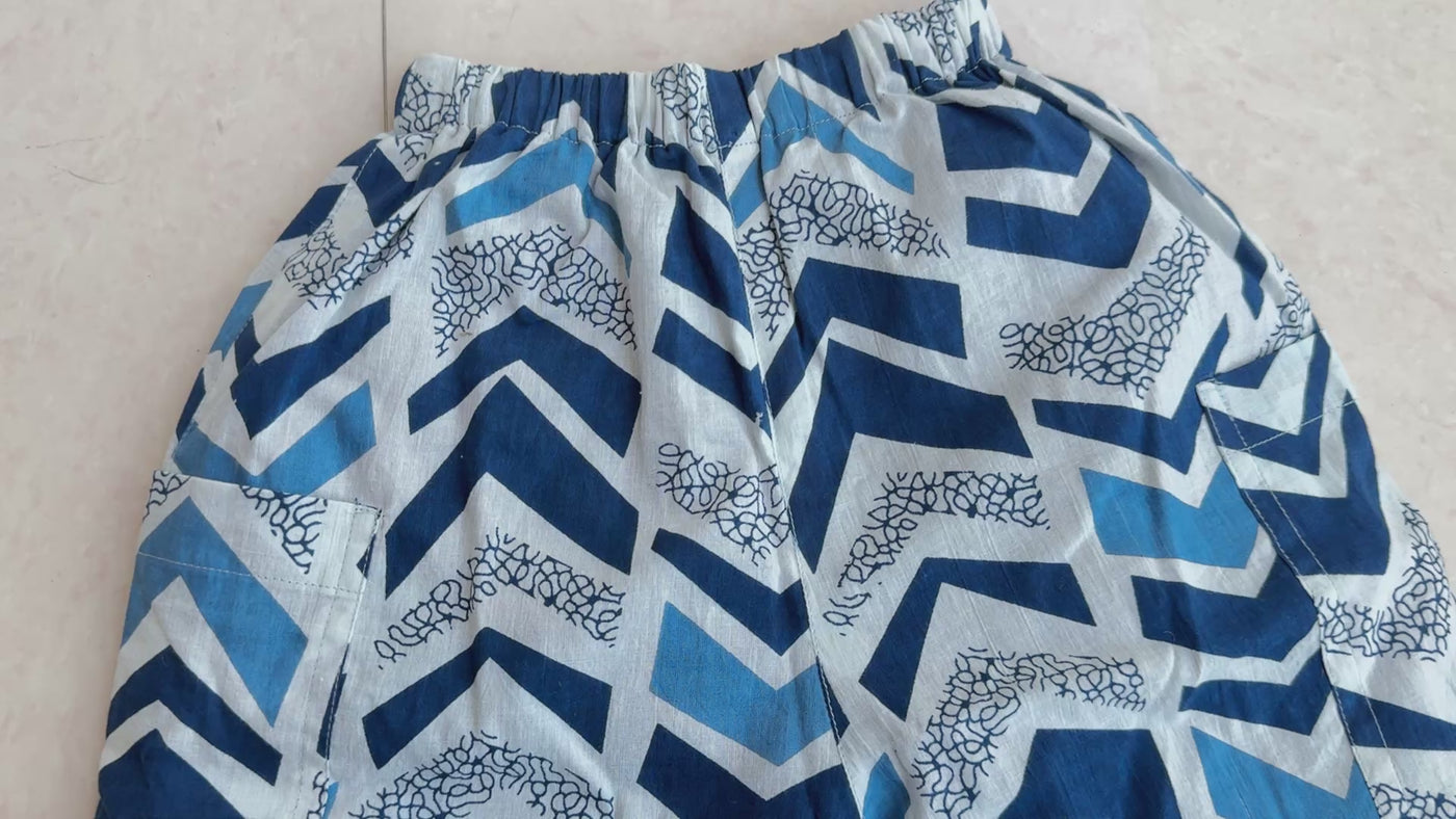 Double-layer Cotton Pant in Indigo Chevron, real video