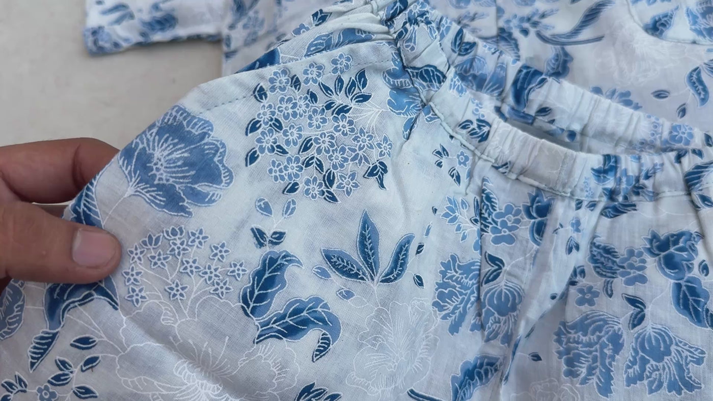 Cotton Co-Ord Set in Blue Floral, real video