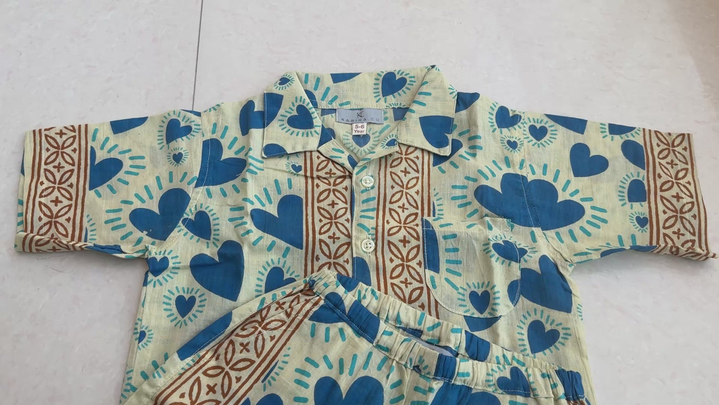 Cotton Co-Ord Set in Blue Heart, real video
