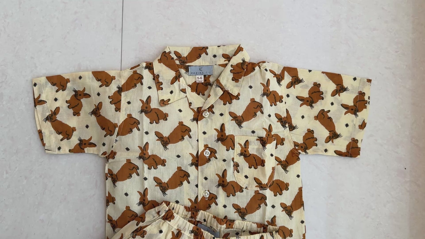 Cotton Co-Ord Set in Bunny Print, real video
